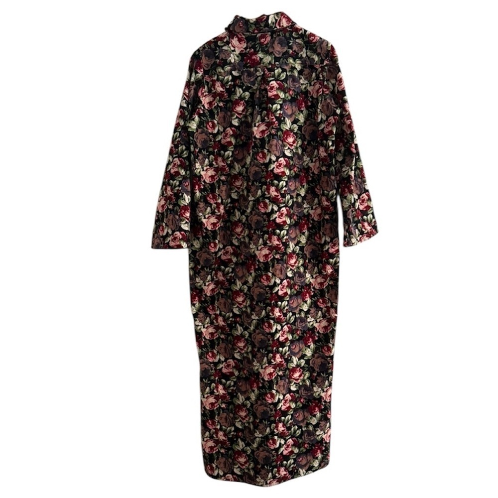 WEILI ZHENG Runway Velvet Floral Button Front Maxi Dress Duster Coat Large - Picture 3 of 13